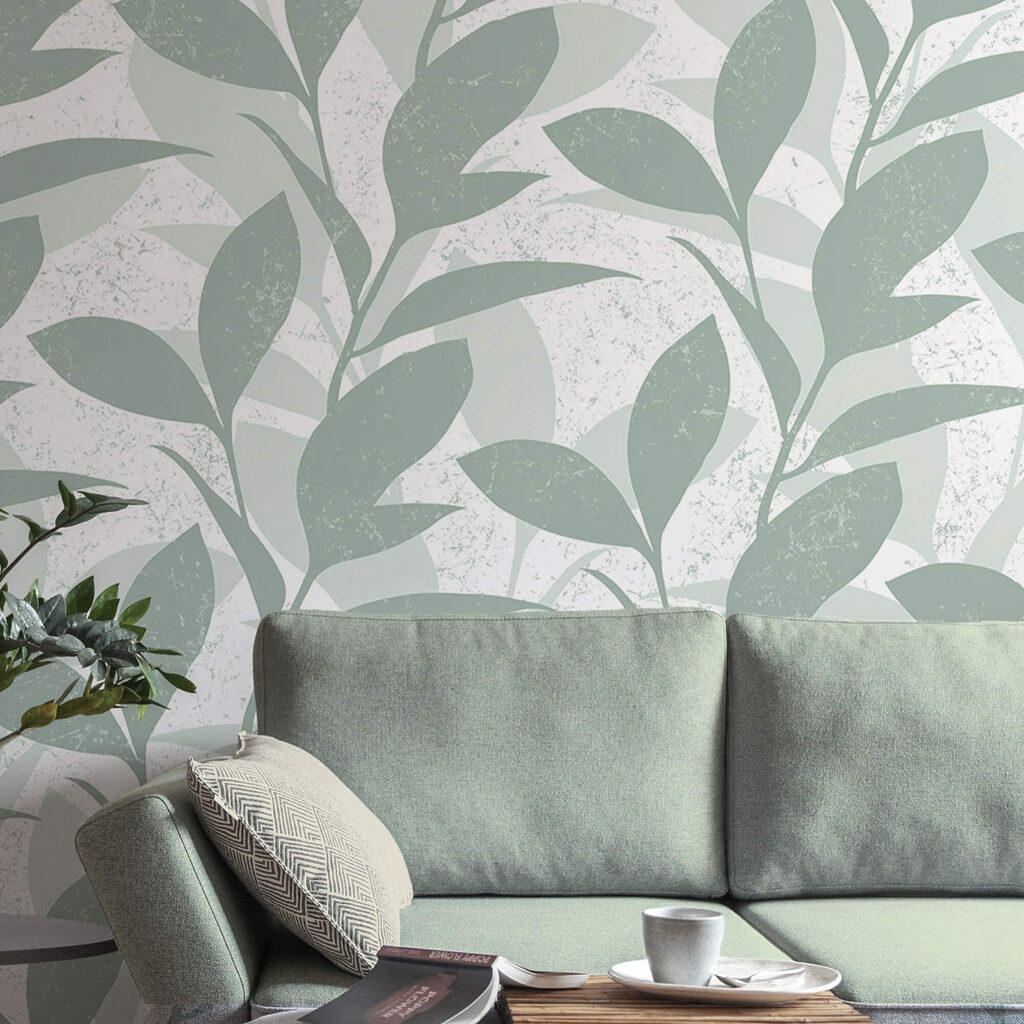 Patroon van bladeren op een witte achtergrond — interieur 3