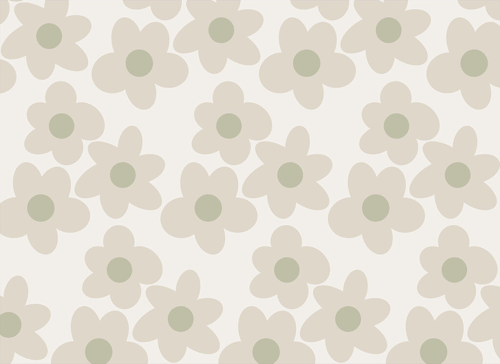 Ronde bloemen in grijsgroen — volledig ontwerp