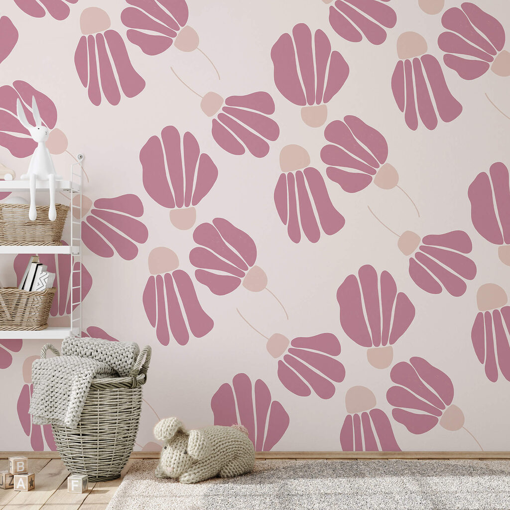Roze bloemen in ruitpatroon — interieur 1