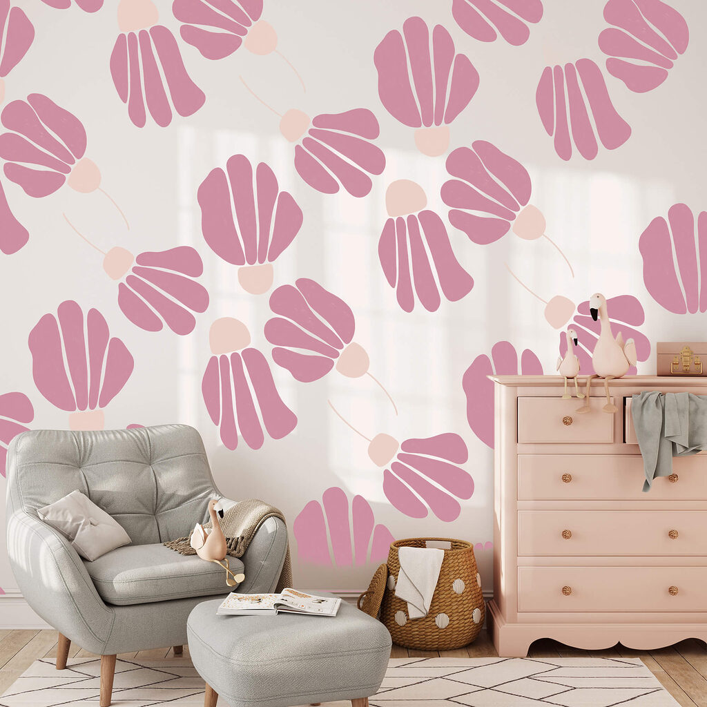 Roze bloemen in ruitpatroon — interieur 2