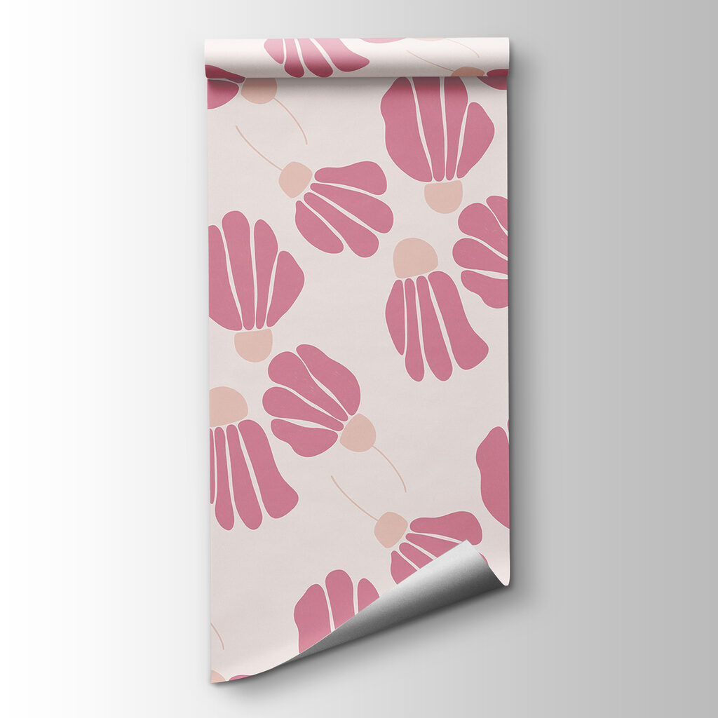 Roze bloemen in ruitpatroon — productweergave
