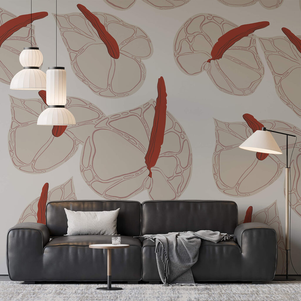 Bloemkelken met rode kolven — interieur 1