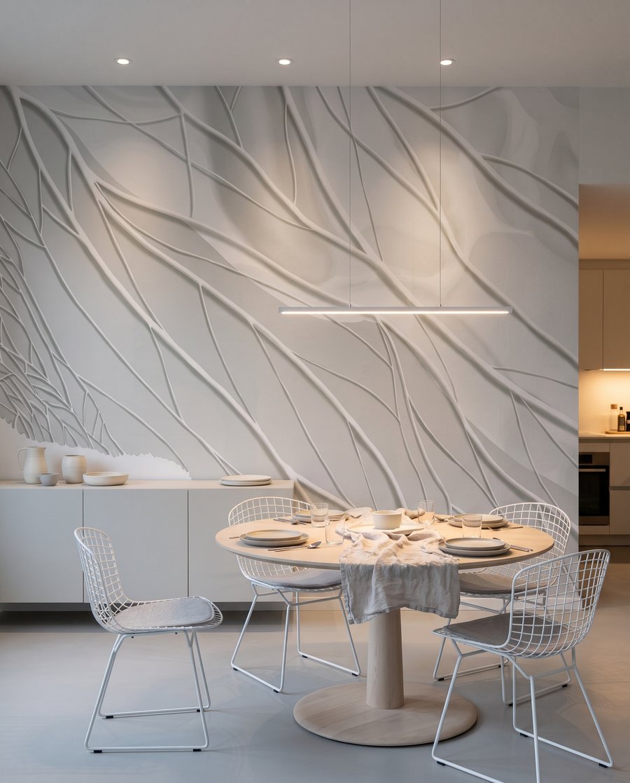 Landschap van witte nerven in een interieur