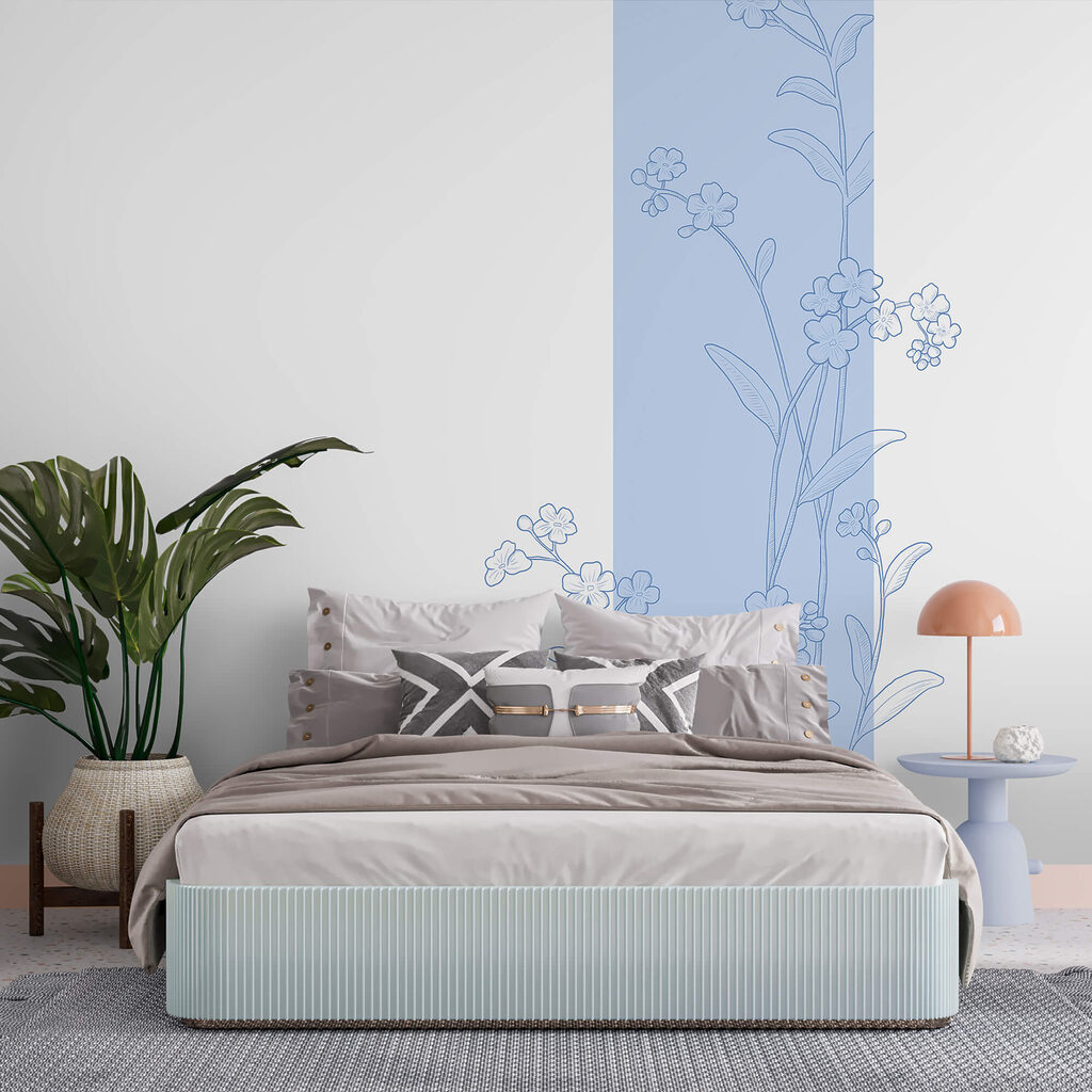 Bloementak langs blauwe strook — interieur 2