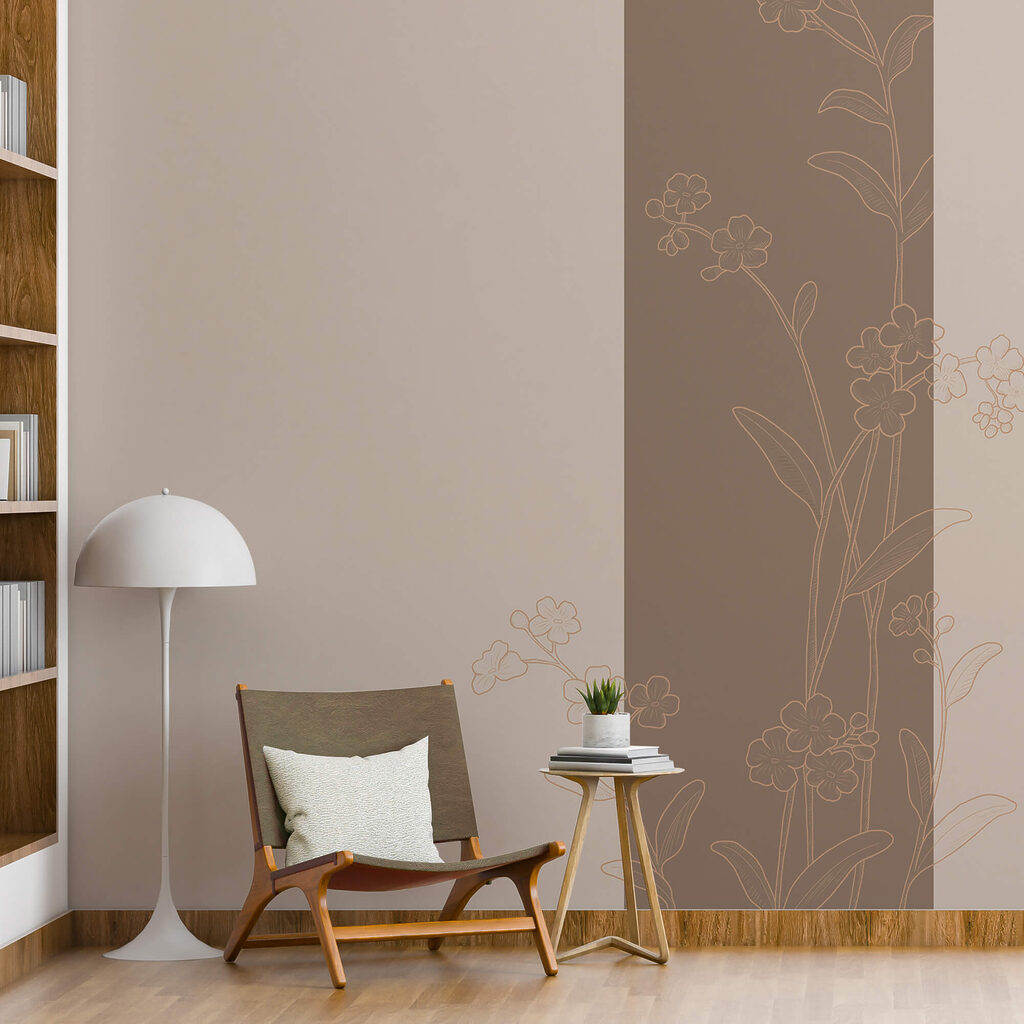 Bloemcontouren langs een kleurstrook — interieur 2
