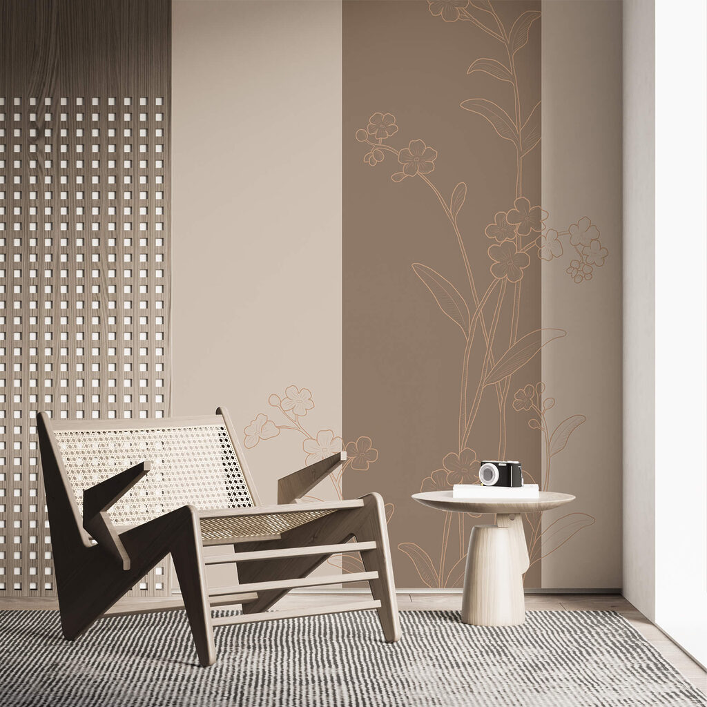 Bloemcontouren langs een kleurstrook — interieur 1