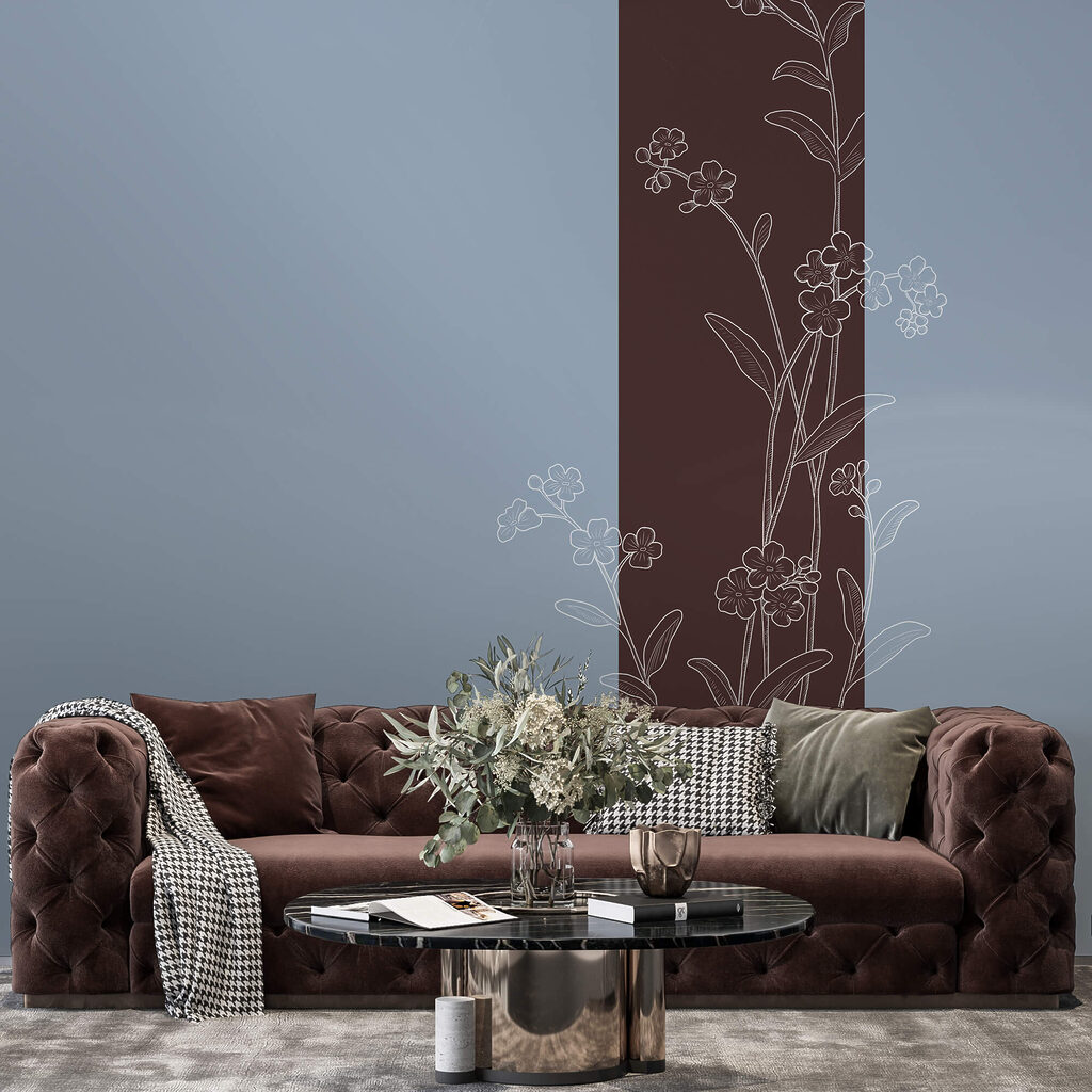 Elegante bloemen op een tweekleurige achtergrond — interieur 1