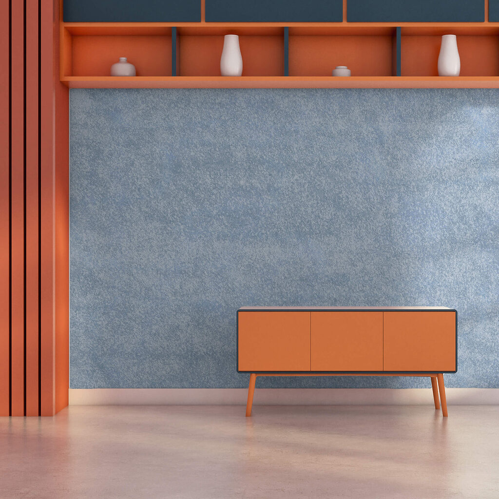 Blauwe verf met sporen — interieur 1
