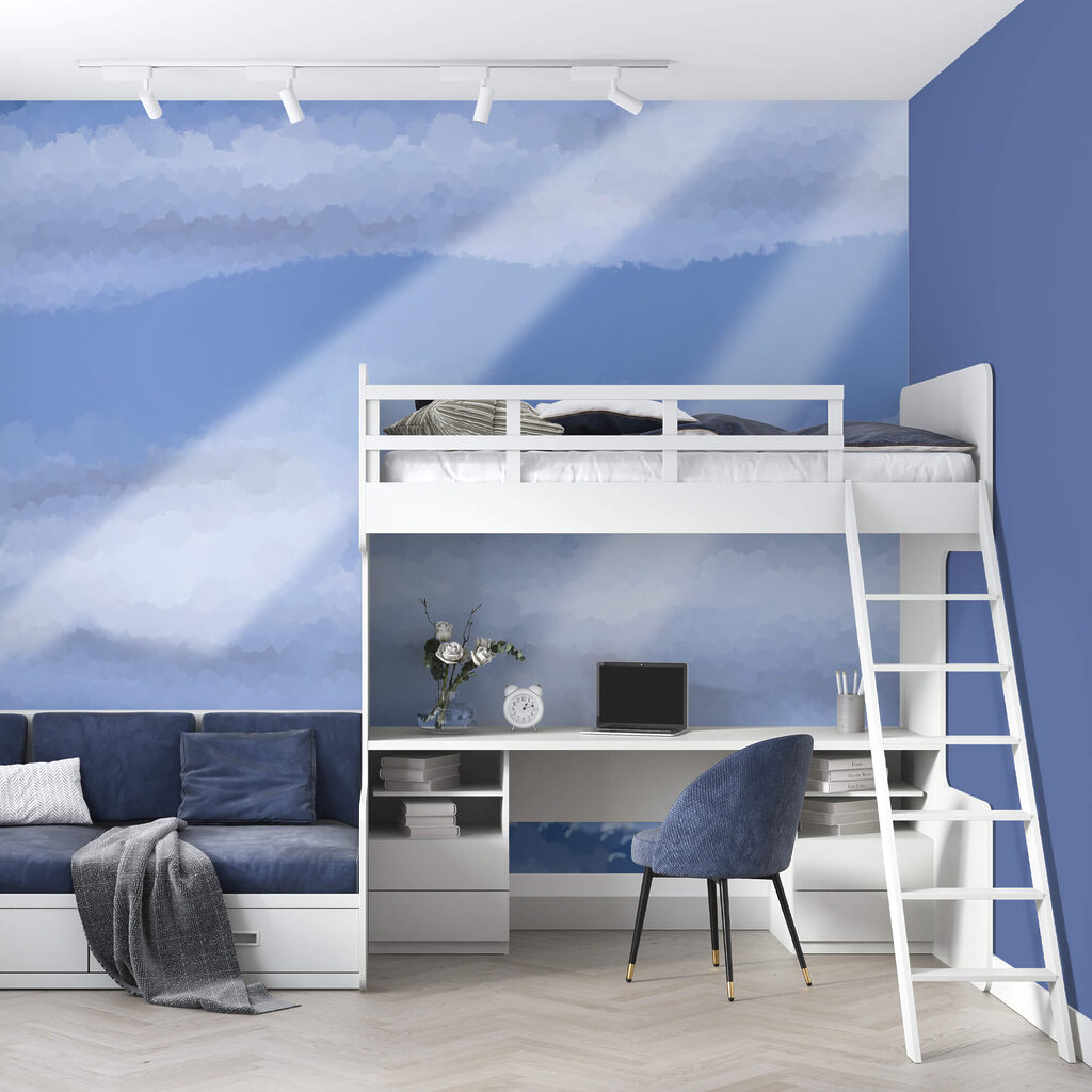 Lichtstralen over blauwe golven — interieur 1