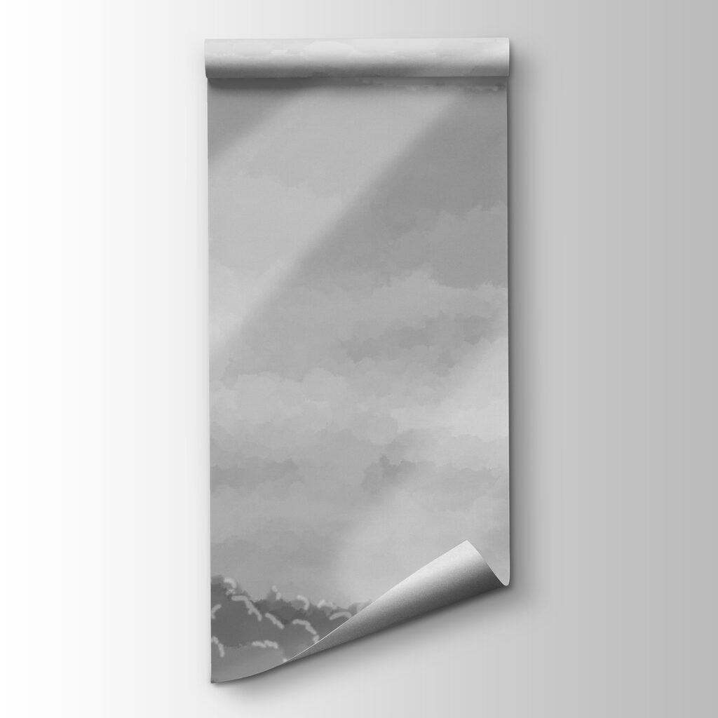 Grijstintenafbeelding van wolken en zonnestralen — productweergave