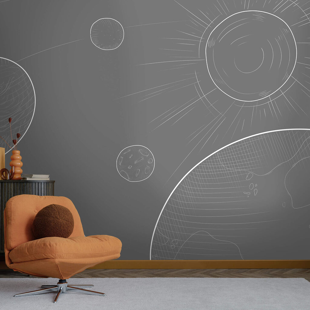Grijze achtergrond met cirkels en zon — interieur 2