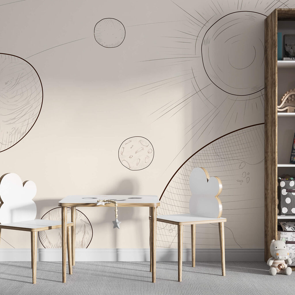 Tekening van de zon en de aarde — interieur 1