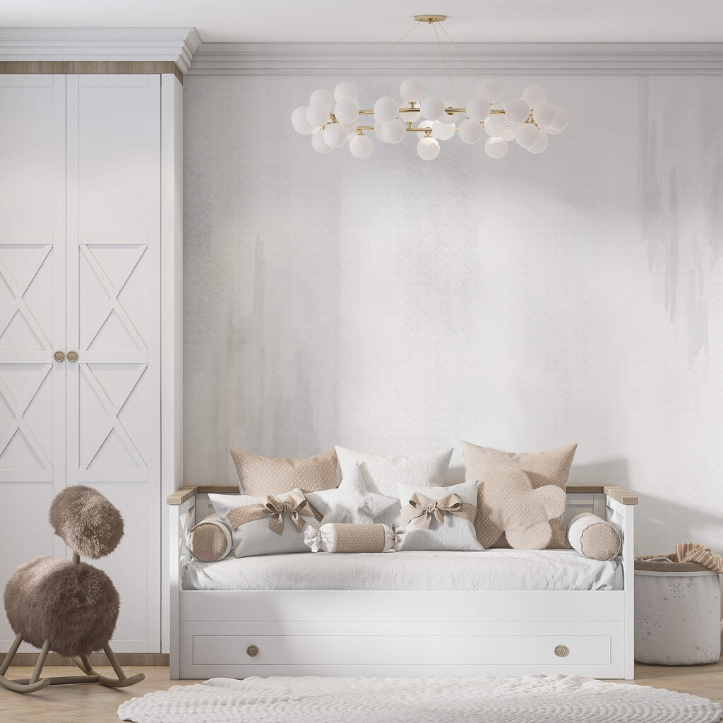 Witte achtergrond met zwarte stippen in een interieur