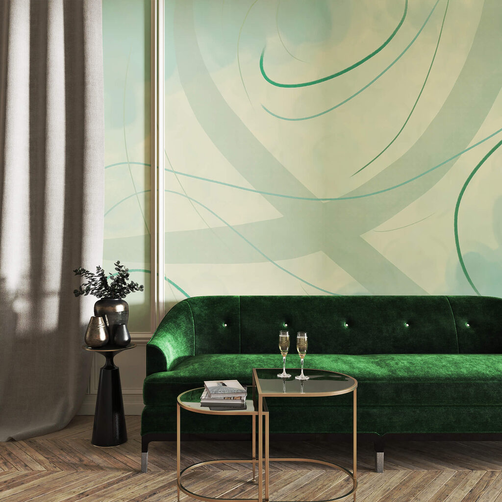 Groene banen met slingerlijnen — interieur 2