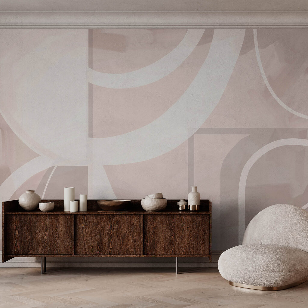 Roze boogvlakken overlappen — interieur 1
