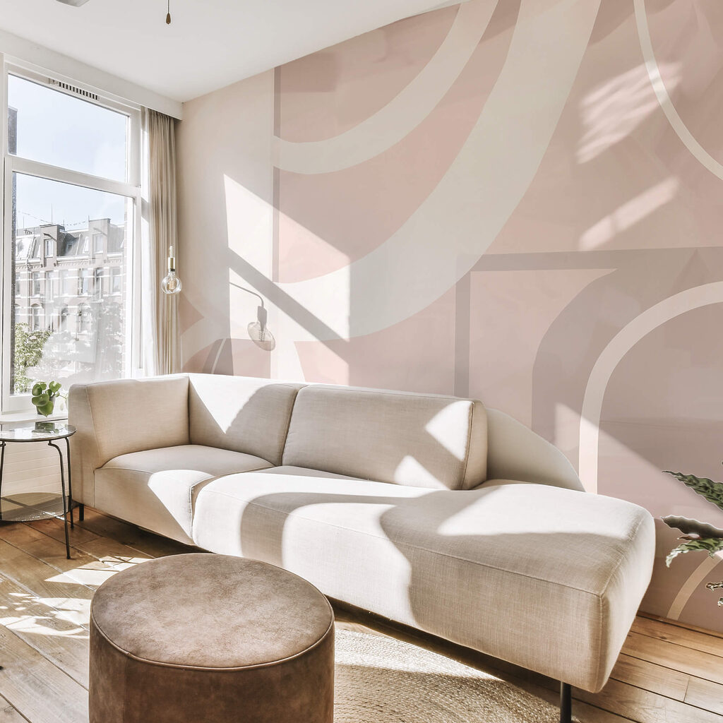 Roze boogvlakken overlappen — interieur 2