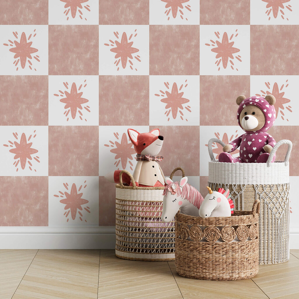 Sterren op roze dambord — interieur 2