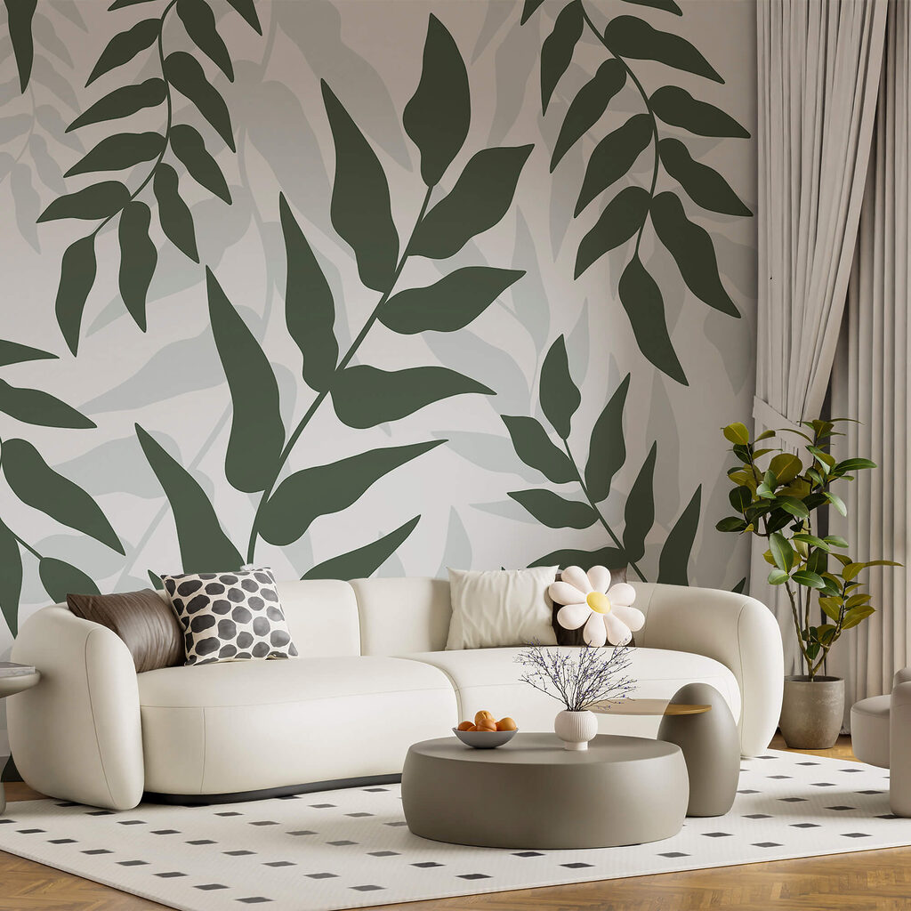 Groene bladeren over schaduwen — interieur 1