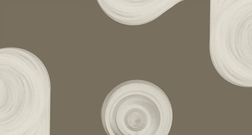 Ronde verfkringen op grijsgroen — volledig ontwerp