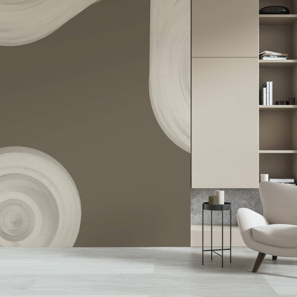 Ronde verfkringen op grijsgroen — interieur 2