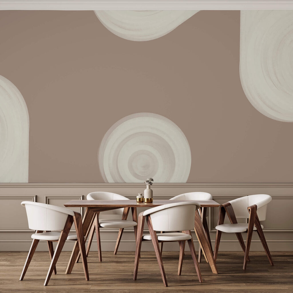Witte wervelende cirkels in een interieur