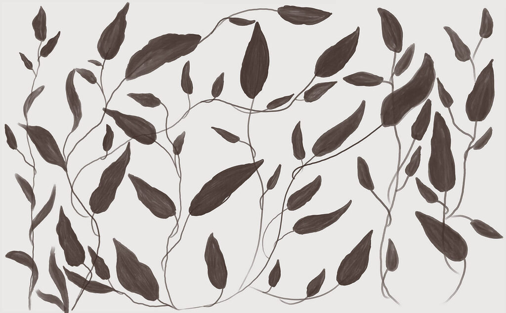 Tekening van bladeren op een witte achtergrond — volledig ontwerp