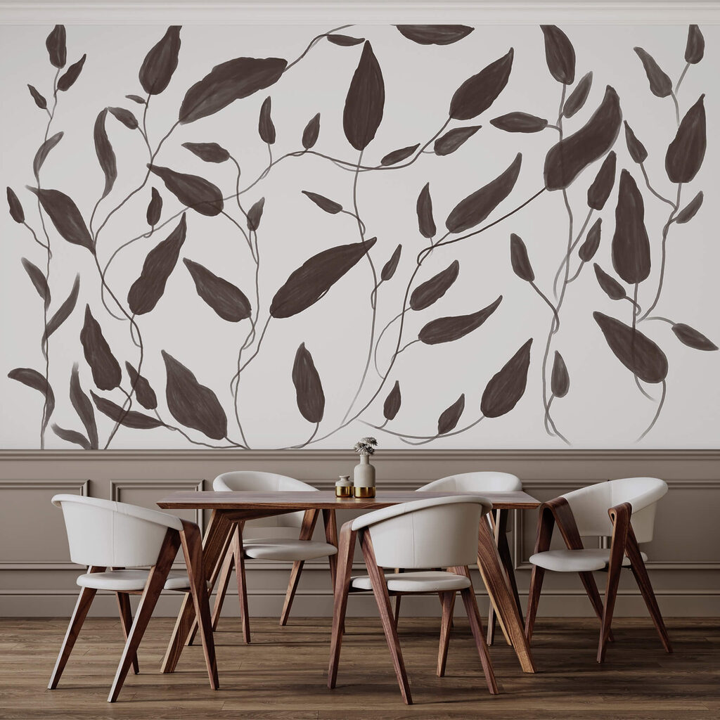Tekening van bladeren op een witte achtergrond — interieur 2