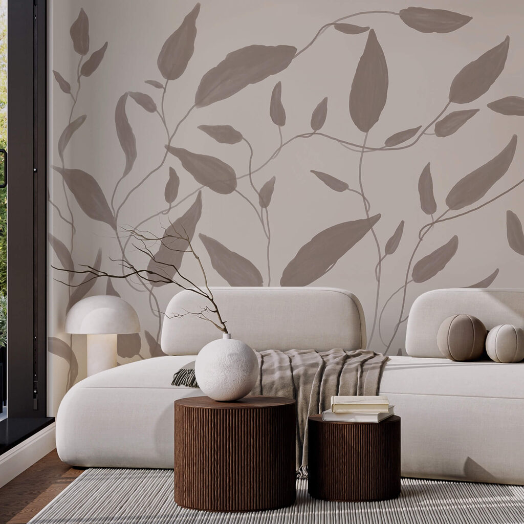 Tekening van bladeren op een witte achtergrond — interieur 2