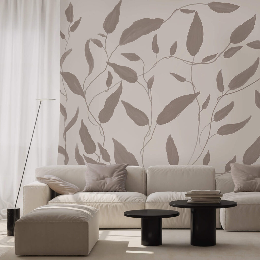 Tekening van bladeren op een witte achtergrond — interieur 3