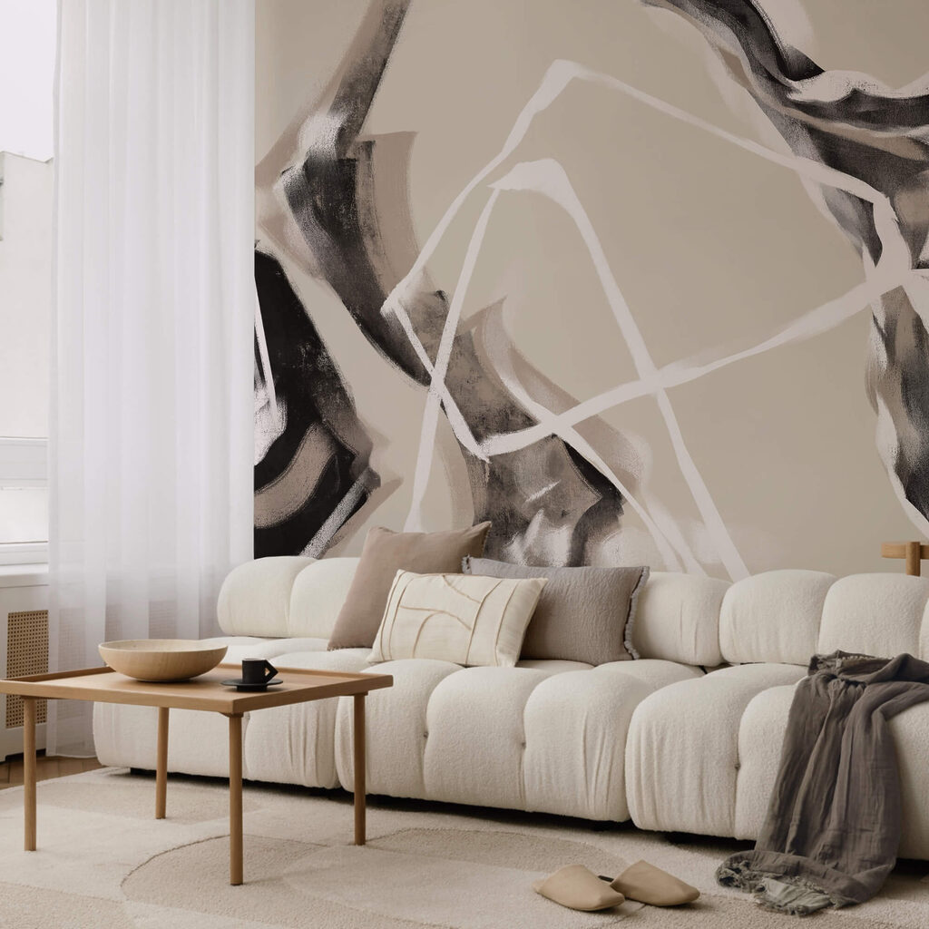 Brede zwartwitte penseelstreken — interieur 2