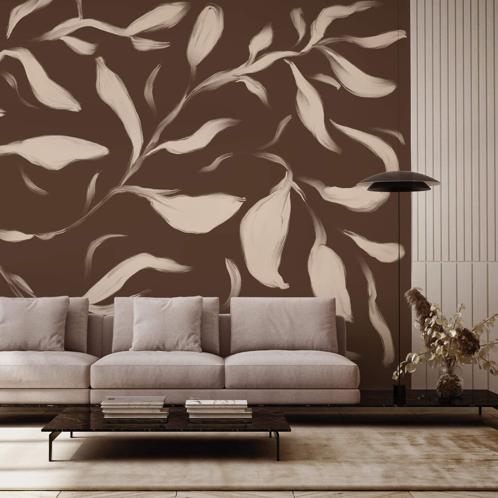 Lichte blaadjes op chocoladebruin — interieur 1