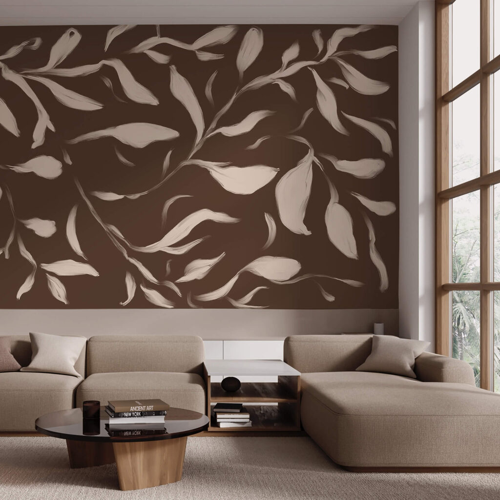 Lichte blaadjes op chocoladebruin — interieur 2