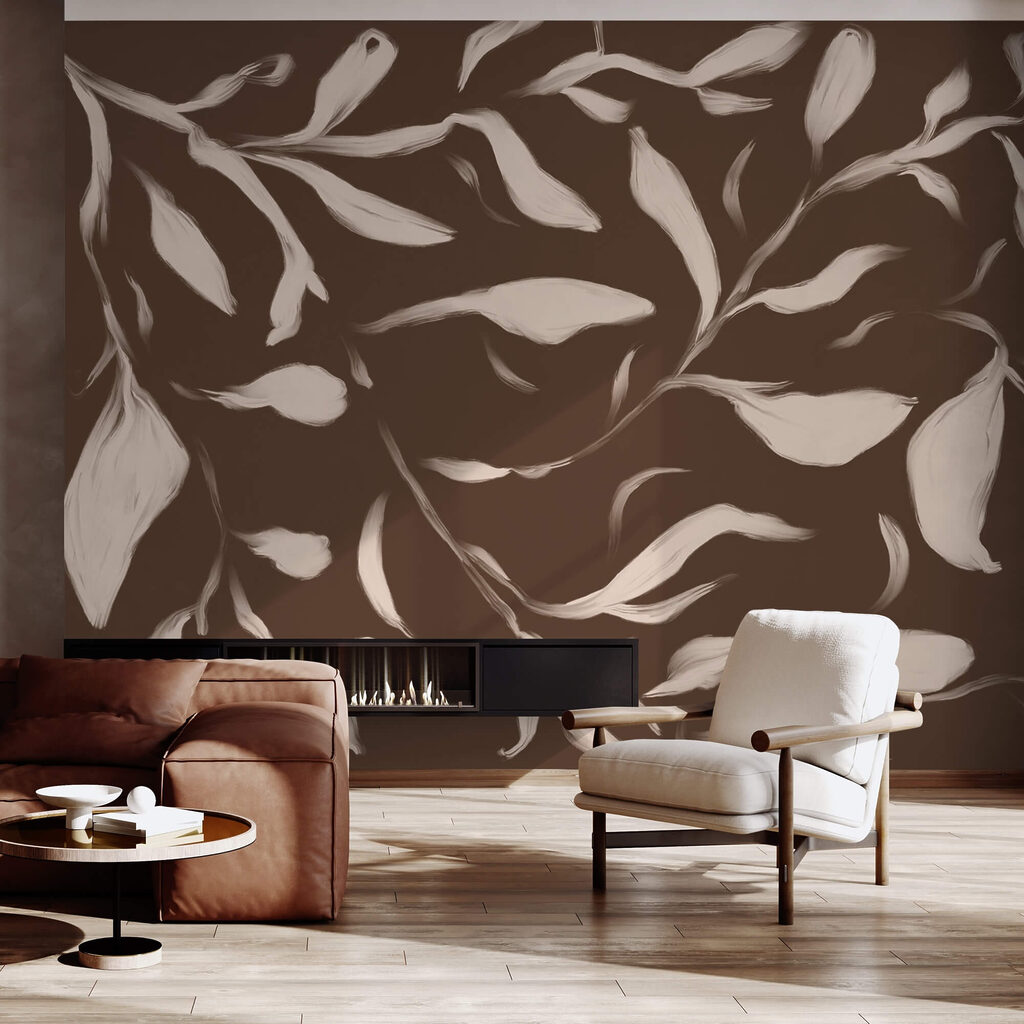 Lichte blaadjes op chocoladebruin — interieur 3
