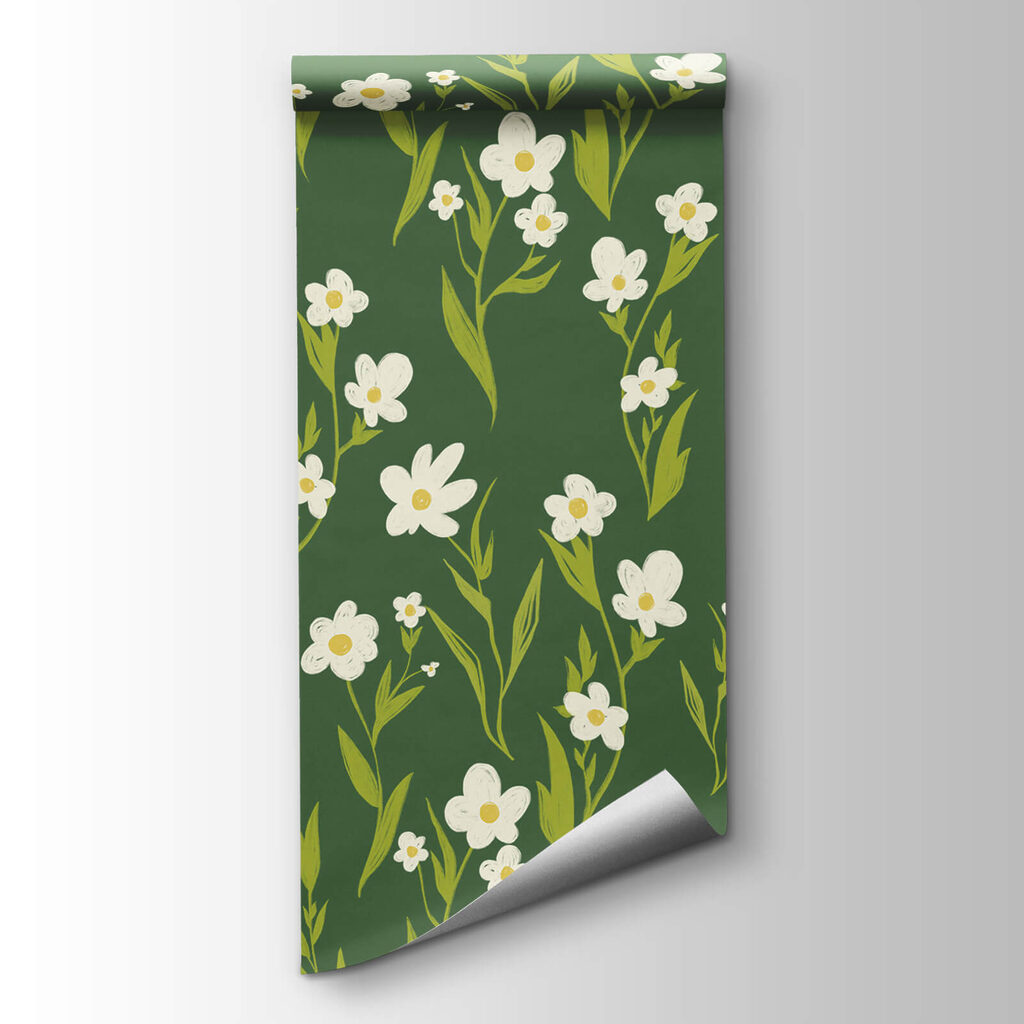 Witte bloemen op bosgroen — productweergave