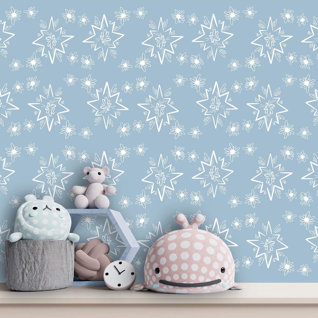 Witte sterlijnen op blauw — interieur 1