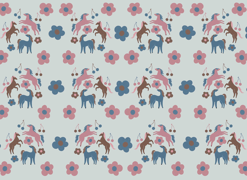 Kleine herten tussen bloemen — volledig ontwerp