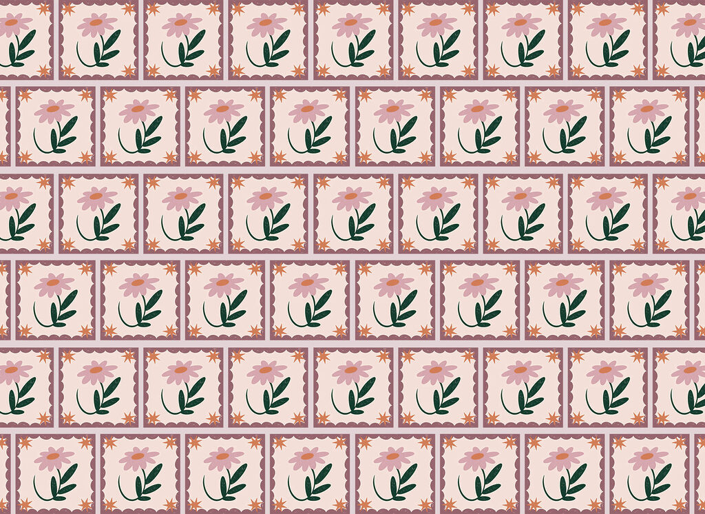 Bloemen als kleine postzegels — volledig ontwerp