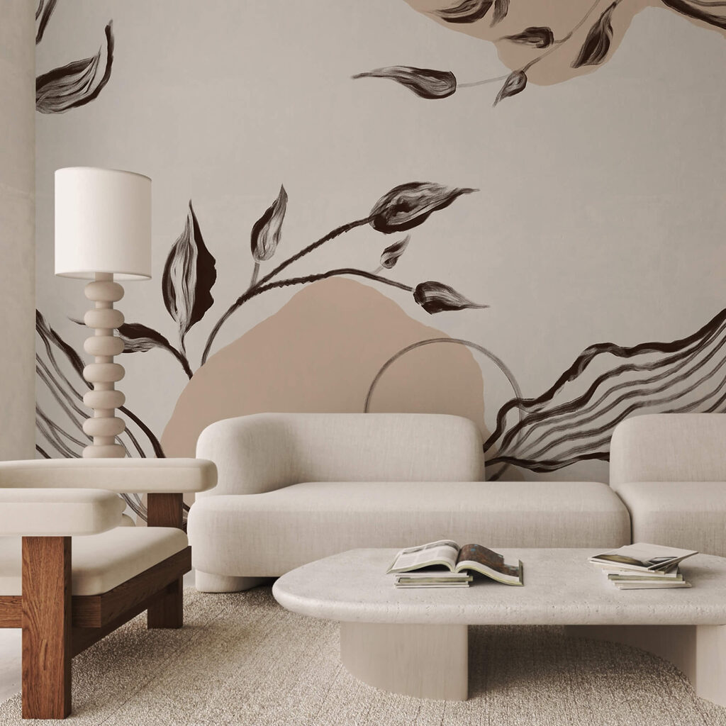 Bladeren boven golvende lijnbundels — interieur 2