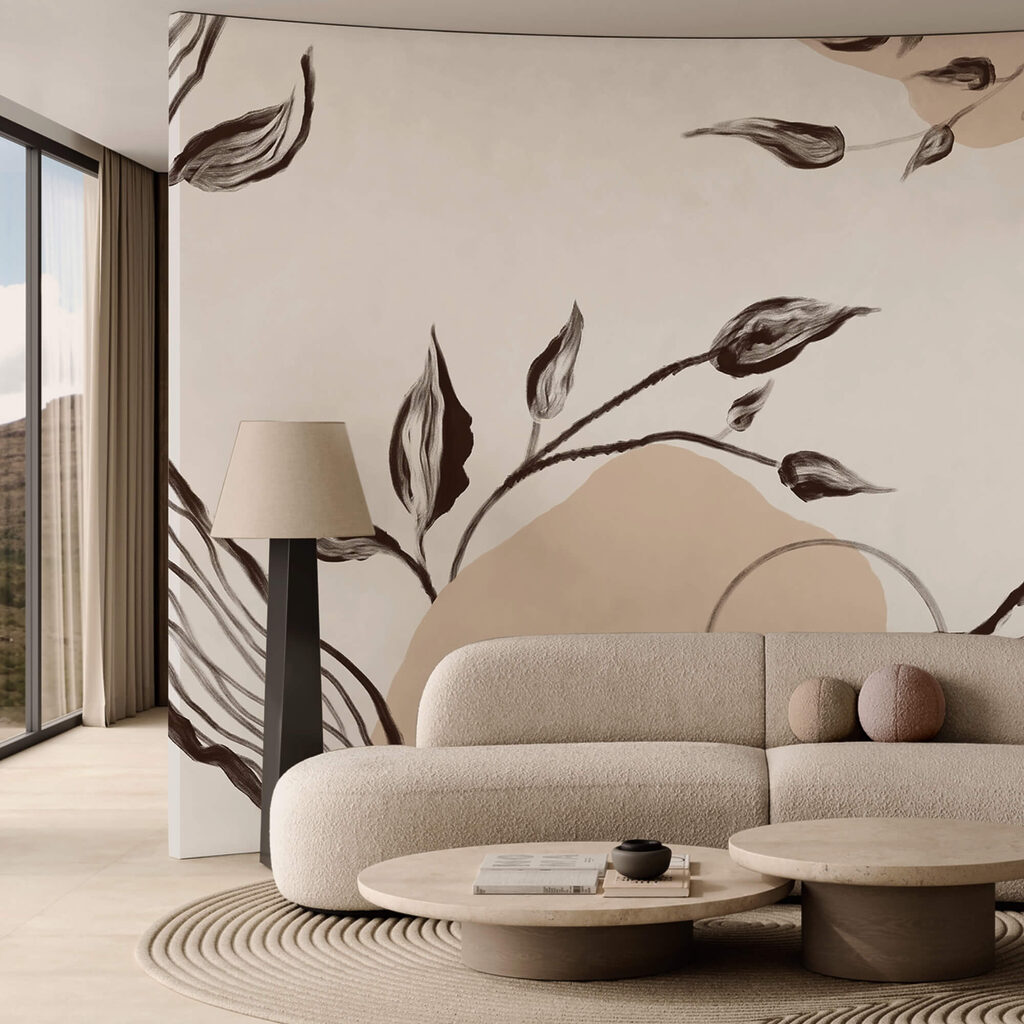 Bladeren boven golvende lijnbundels — interieur 3