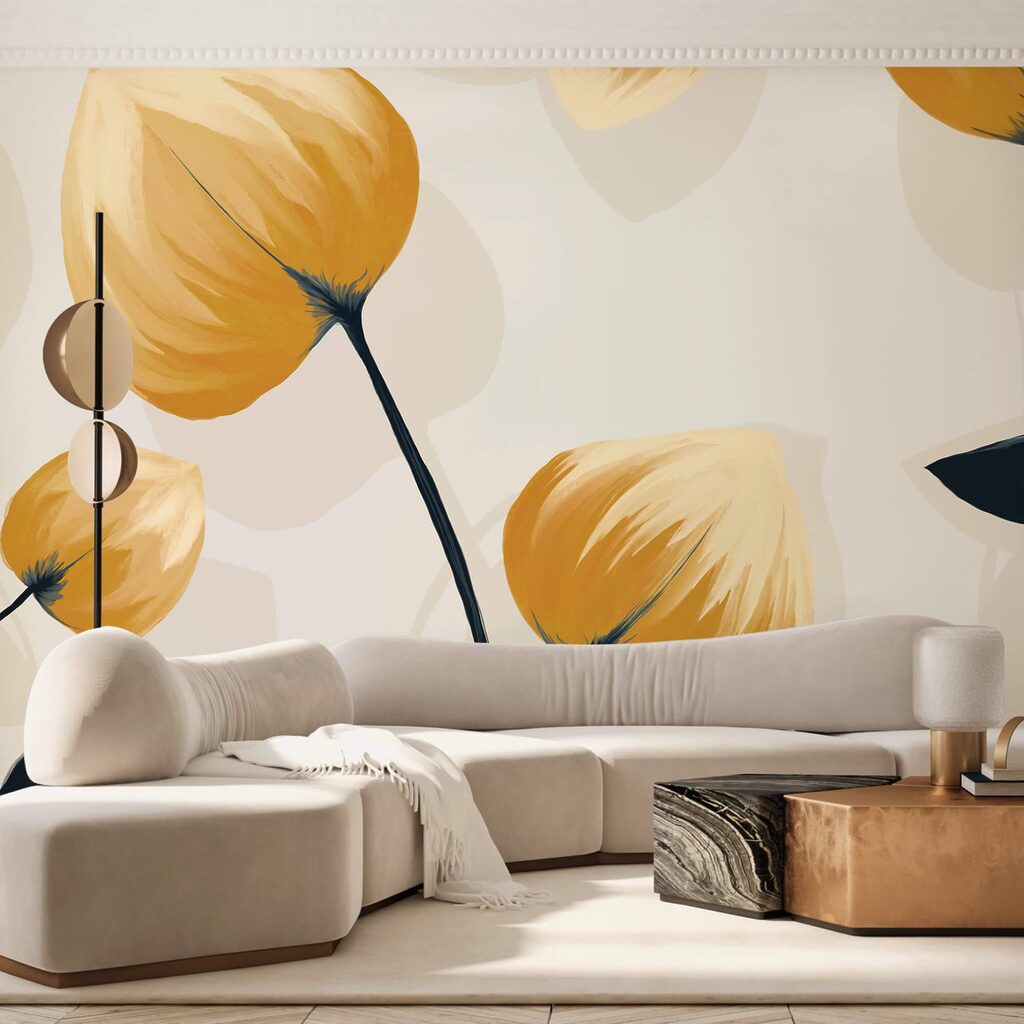 Gele kelken, zwarte stelen — interieur 1