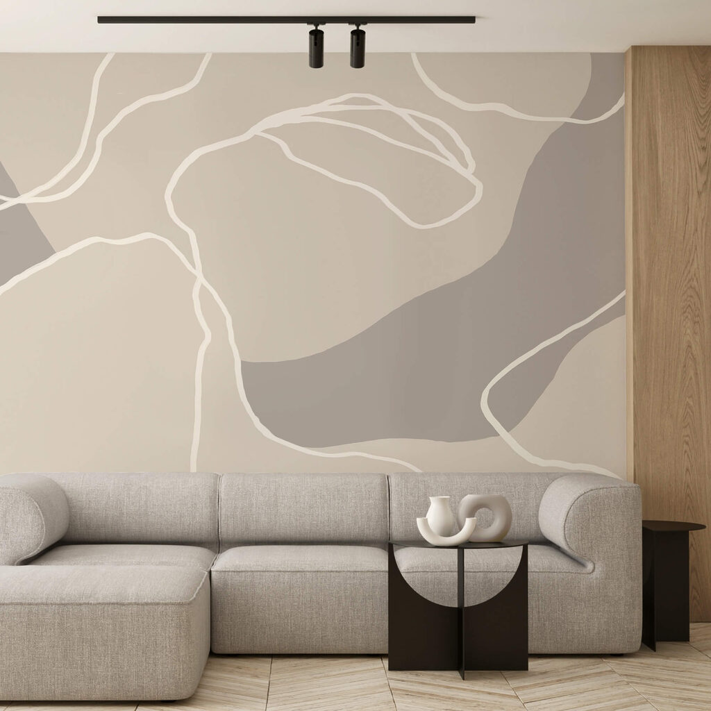 Witte lijnen langs kleurvlakken — interieur 1