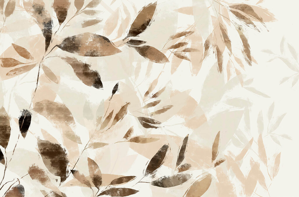 Blaadjes in bruine aquarel — volledig ontwerp