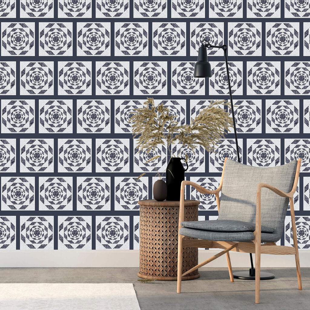 Donkere ornamenten als tegels — interieur 2