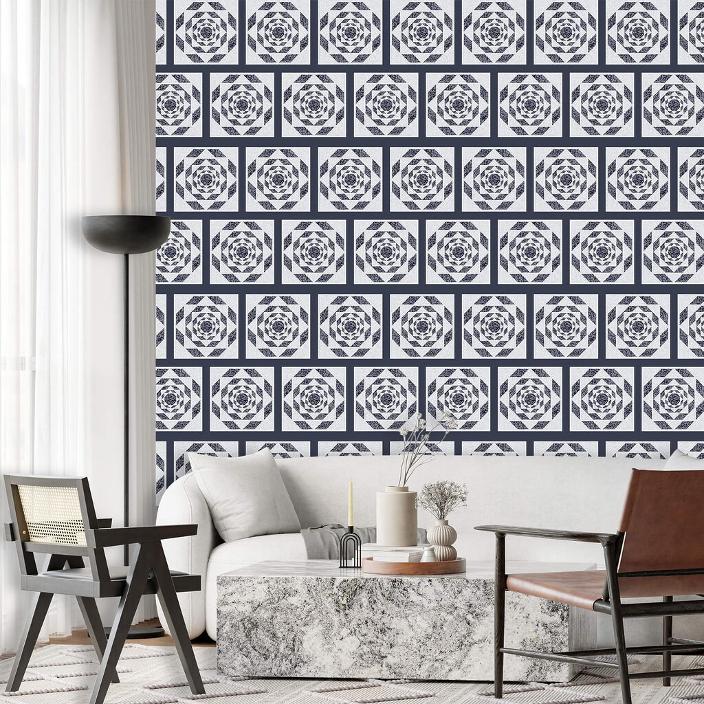 Donkere ornamenten als tegels — interieur 1