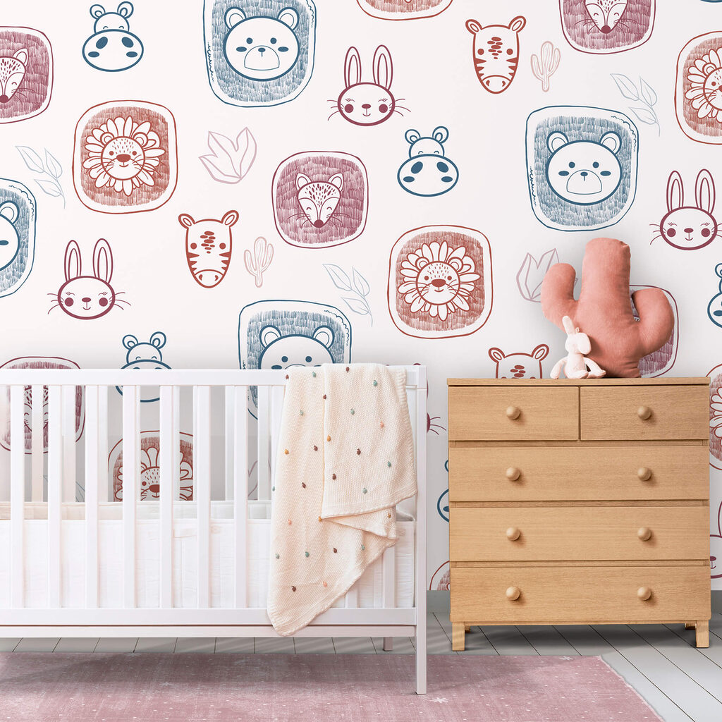 Dierengezichten in zachte tekenlijnen — interieur 1