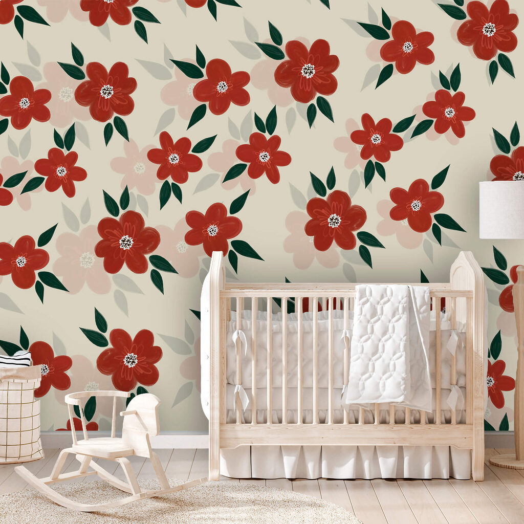 Rode bloemen tussen bladeren — interieur 2