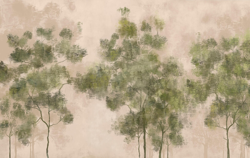 Kleine bomen in groentinten — volledig ontwerp