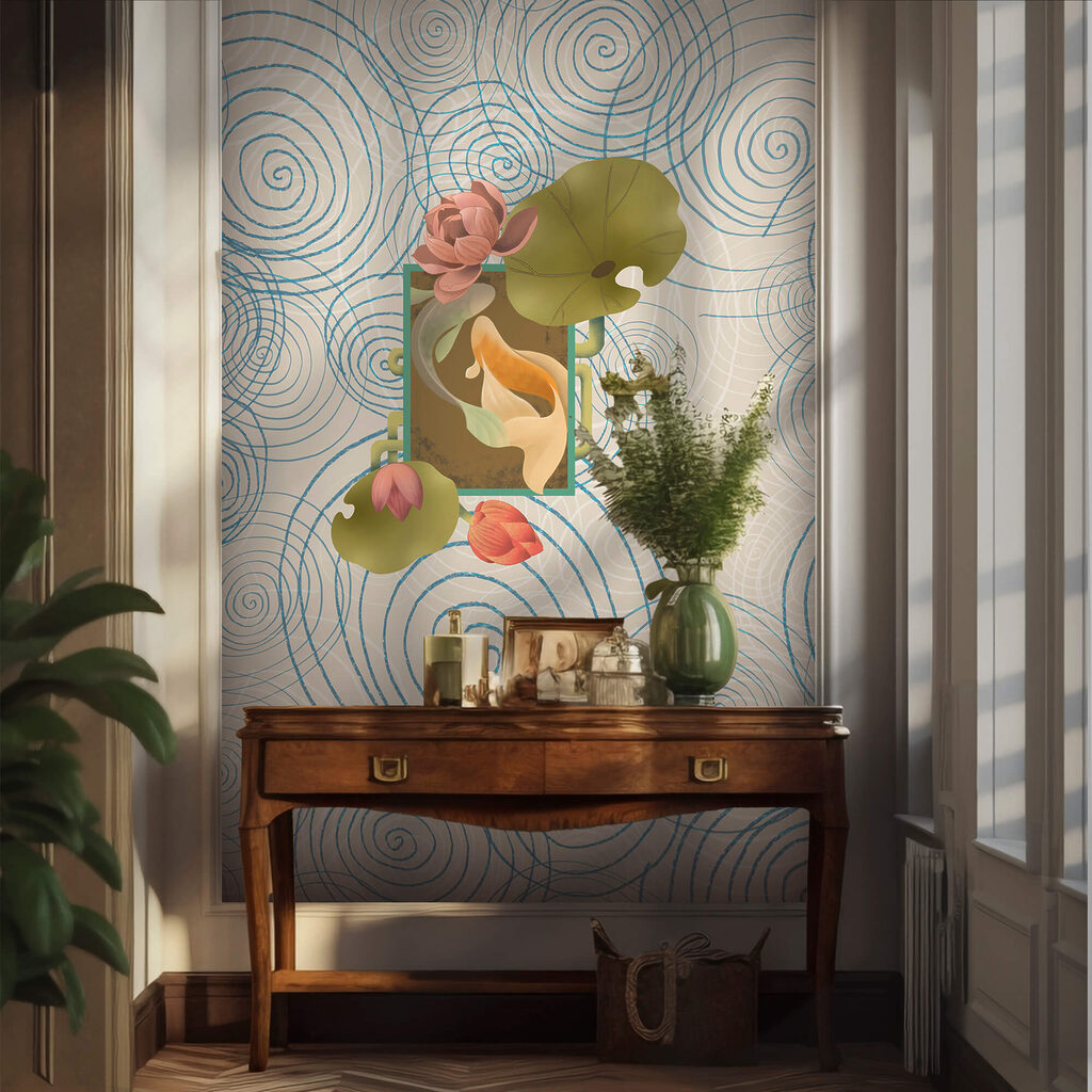 Orchidee tussen blauwe spiralen — interieur 3