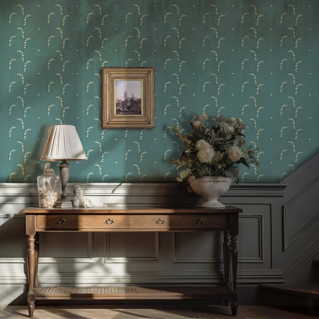 Fijne takjes op turquoise — interieur 3