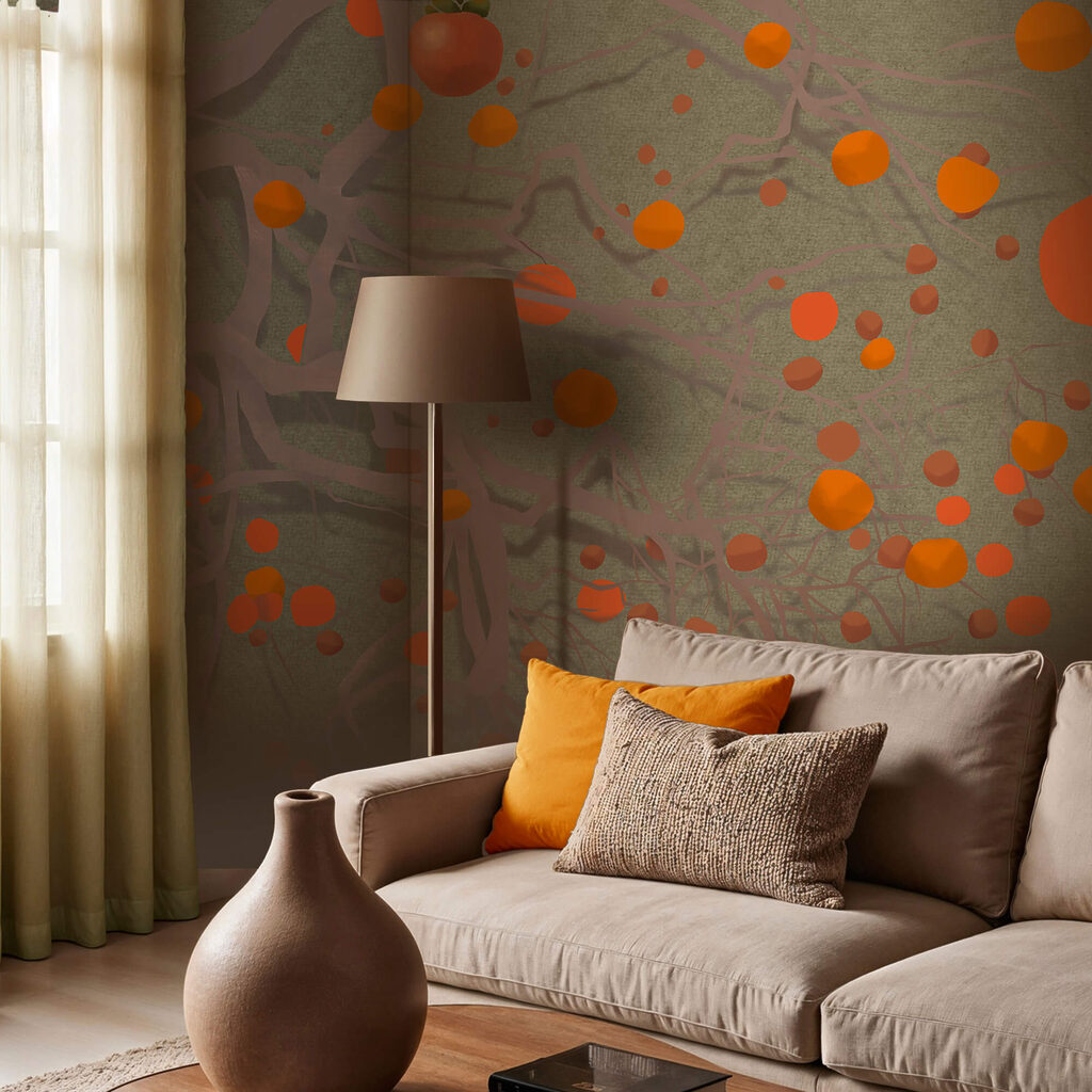 Oranje vruchten tussen ranken — interieur 1